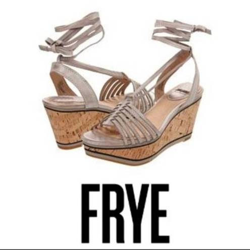 Frye  Leather Carlie Strappy Platform Wedge Sandals Size 7