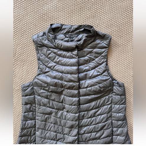 Athleta  Women’s Gray Puffer Vest Full Zip Size Small