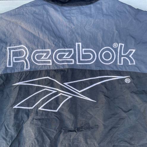 Reebok Vintage 90s  Zip Up Windbreaker Black Blue Jacket