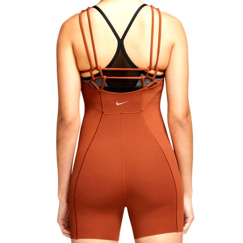 Nike New  Yoga Dri-Fit Luxe 5" Jumpsuit | Dark‎ Russet Orange Size M