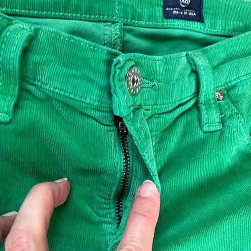 AG Adriano Goldschmied  Women's The Stevie Slim Straight Green Corduroys Size 28R