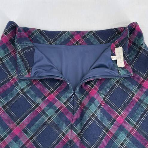 Talbots Outlet Classic Skirt Tartan Plaid Wool Acadamia Dark Blue Purple Green 8