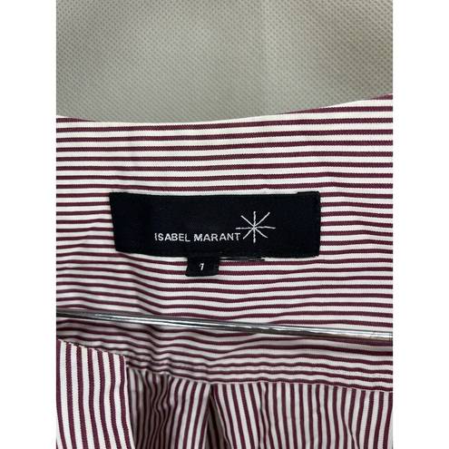 Isabel Marant  Red White Stripe Popover Cotton Blouse EUC Size 1 = US Small