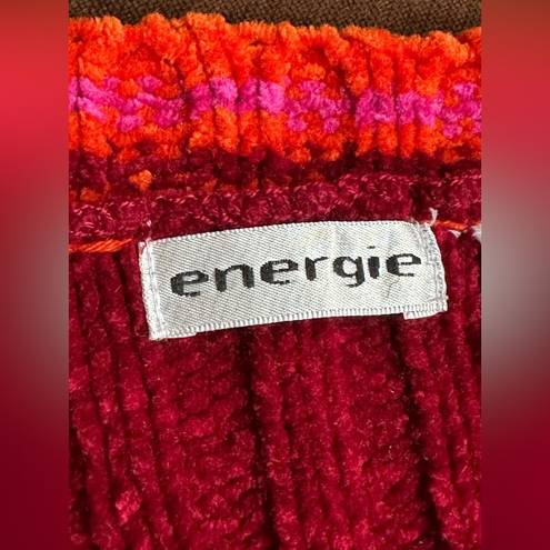 Energie Sweater Stripes Bright Red,Pink, & Orange V Neck SZ M Great Cond