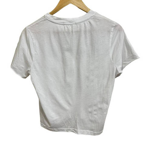 Stateside  White Basic Pocket Supima Cotton Crew Neck cropped Shirt Small