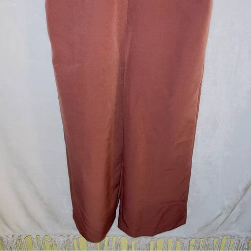 The Row all :  rustic orange mauve deep v neck sleeveless wide leg crop jumpsuit