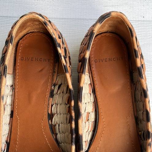 Givenchy  Woven Leather Leopard Print Flats Size 5