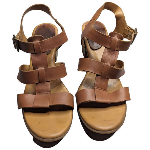 Kork-Ease Korks  Cornelia Cognac Brown Leather Block Heel Gladiator Sandals 11