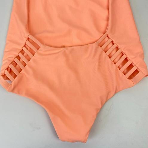 Vitamin A  Swimsuit One Piece Bianca Bodysuit Orange Halter V-Neck Open Back XS