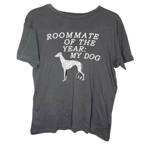 Wildfox 270-
Gray Roommate Of The Year Dog Graphic Small New Cotton Tee Shirt