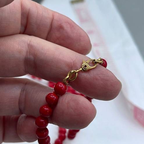 Monet Vintage  red beaded 26” necklace