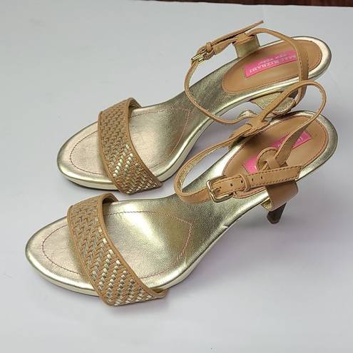 Isaac Mizrahi  Isbelle Gold and Tan High Heel Sandals Size 9.5