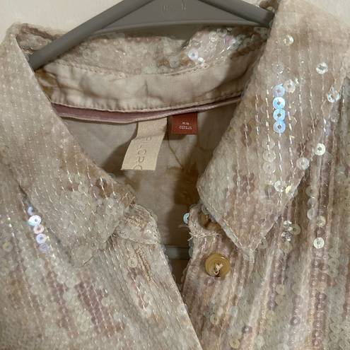 Pilcro  Anthropologie Sequin NYE blouse sparkle button up