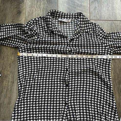 Houndstooth Big Dart Button Down Black and White  Shirt Women’s Size Medium UK 12