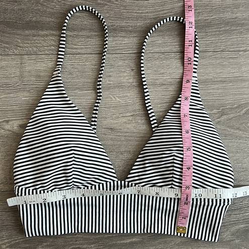 Aerie Bikini Set Triangle Top High Cut Cheeky Bottom Black White Stripe Small