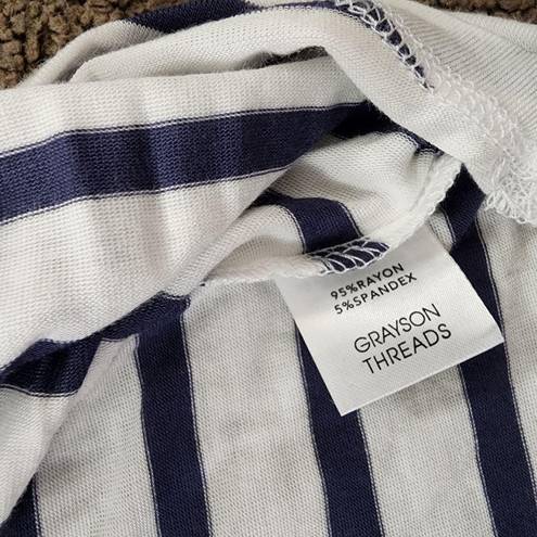 Grayson Threads White/Blue Striped Weekend Tank Top, Women's XS