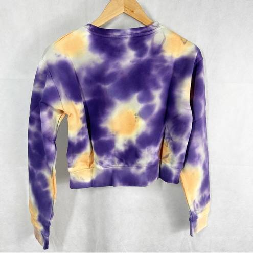 Kappa  Authentic Galz Cropped Sweatshirt Size Small Cream Brandy Violet