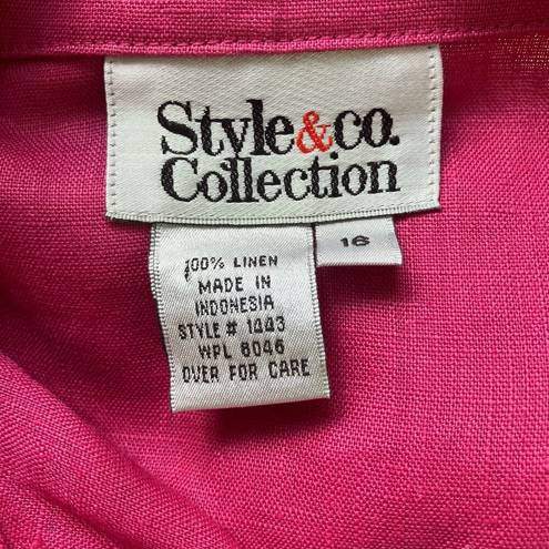 Style & Co  Collections Top Sz 16 100% Linen NWT Button Down Sleeveless Collared