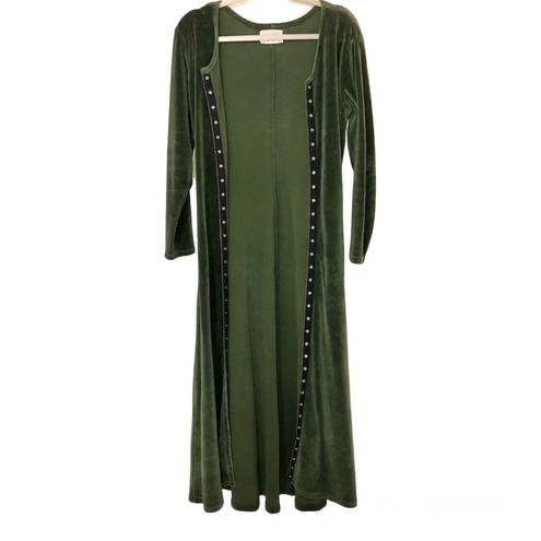 Flax Vintage 90’s  Green Velour Maxi Dress Small