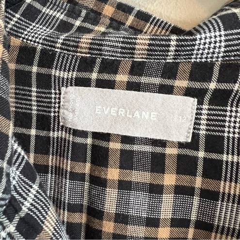 Everlane  Lightweight Flannel Oversized Shirt Black Brown Plaid 12