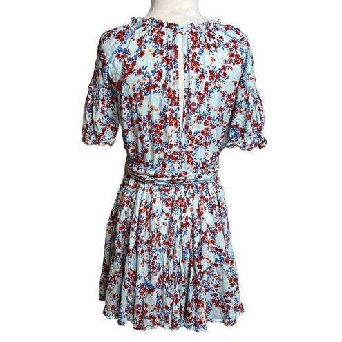 Poupette St. Barth  Ivy Mini Dress Blue Red Floral blue Kookoo Bird