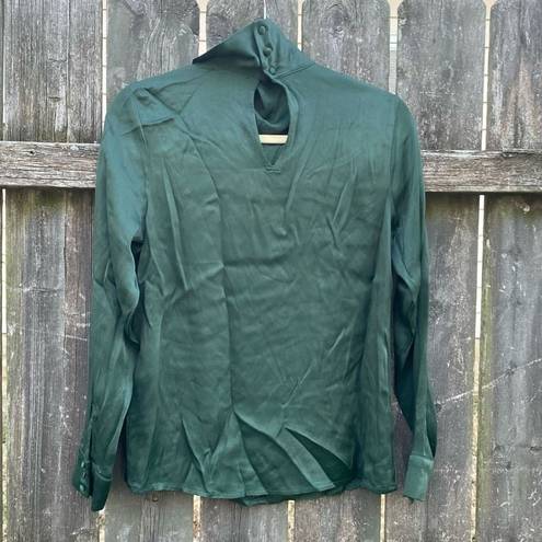 Bohme  Dark Green Satin Long Sleeve Blouse | XS