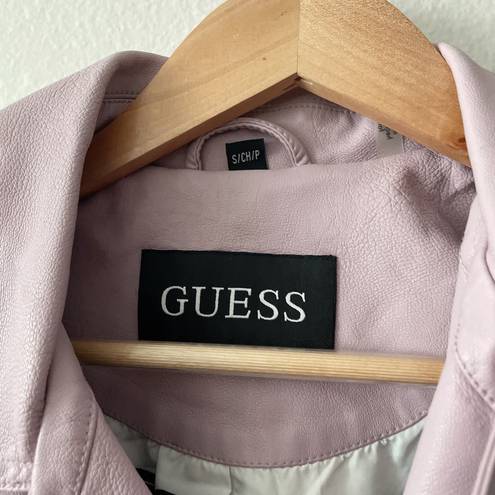 Guess pastel purple bomber motorcycle biker leather jacket