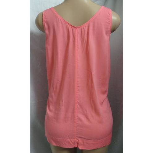 The Loft "" CORAL & WHITE STRIPED FRONT LIGHTWEIGHT TANK SHIRT TOP BLOUSE SIZE: M NWT