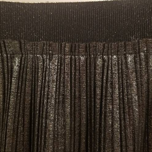 St. John 💕💕 Pleated Foil Skirt Elasticized Waist ~ Black & Gold XL NWOT