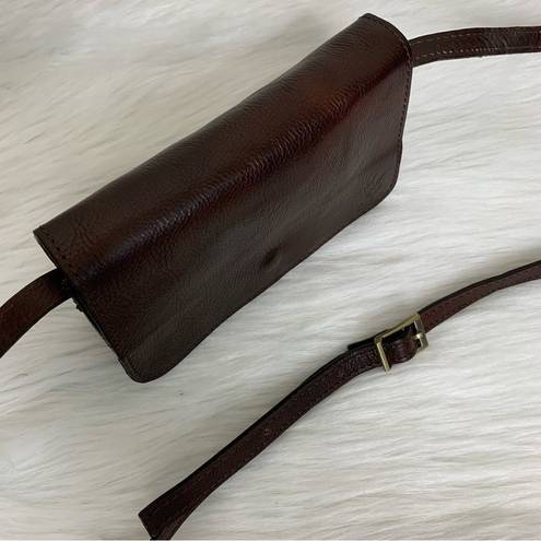 Vera Pelle  Dark Brown Genuine Leather Flap Crossbody Bag