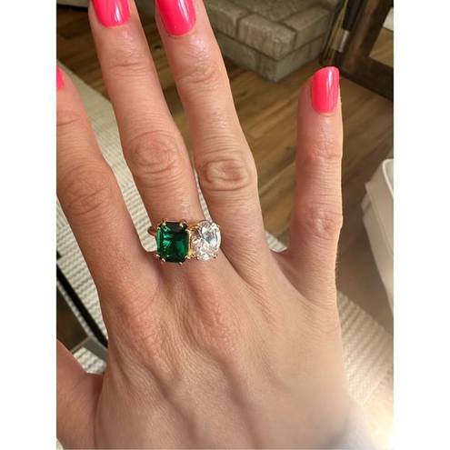 Ettika  Ring Size 7 Gold Emerald Cubic Zirconia CZ Statement Jewelry Womens Nords