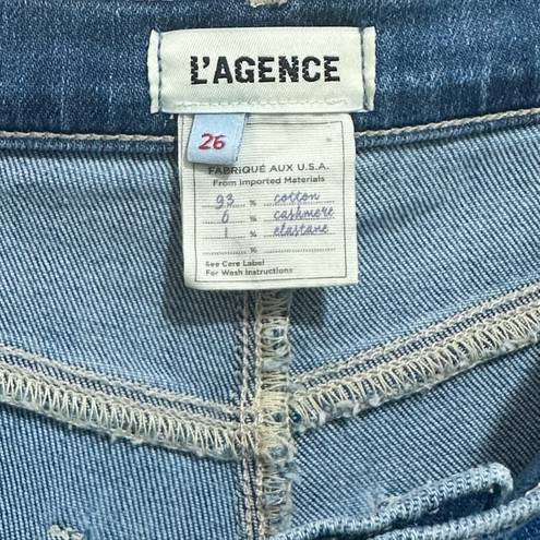 L'Agence L’AGENCE Alexia High Rise Crop Cigarette Blue Jeans In Hansen Size 26