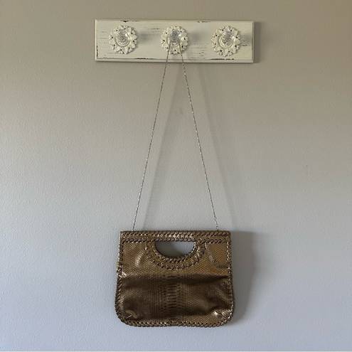 Big Buddha  Metallic Bronze Whipstitch Fold-over Clutch Crossbody Bag