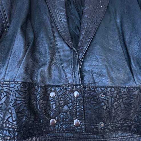 Vera Pelle Rare Vintage 90s  Black Leather Batwing Jacket