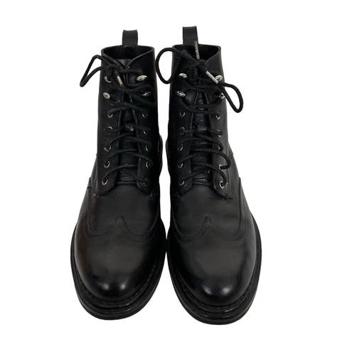 Rag and Bone  Black Leather Wingtip Combat Boots Sz 38.5