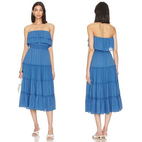 1. State  x Revolve Strapless Ruffle Tiered Dress in Capris Blue, Size M New w/Tag