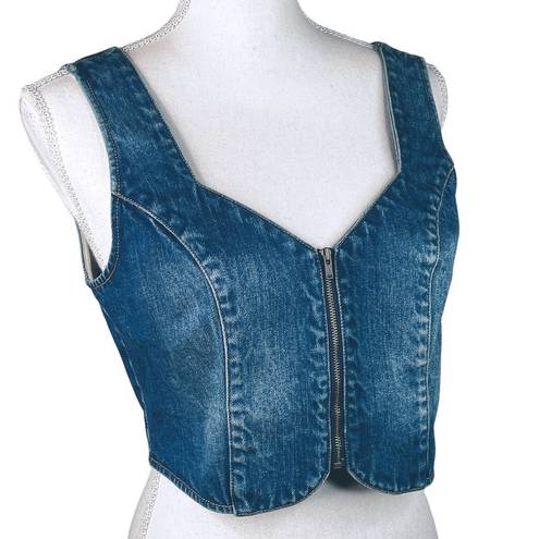 Ramy Brook  Clemence Denim Vest Cropped Top Blue Jean NWT S / M