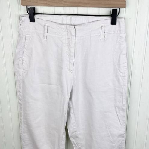 Poetry NEW  Slim-Leg Trousers Stretch Linen Cotton Ice White US Women's Size 6