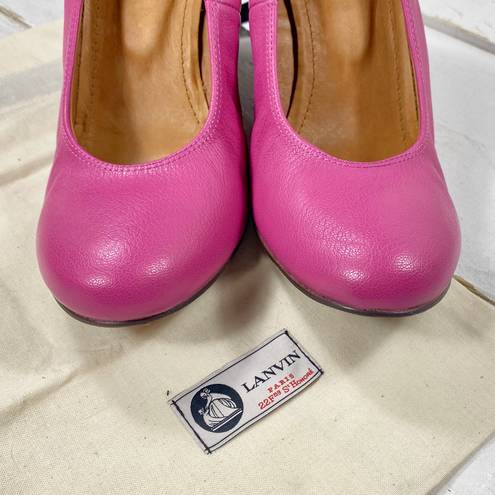 Lanvin Paris Lanvin Pink Leather Round-Toe Wedges