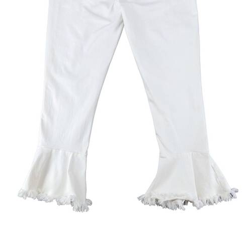 Chelsea and Violet  White Denim Jeans Womens Size 30 Flare Leg Raw Hem Crop