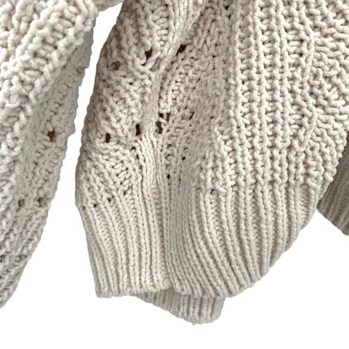 The Moon  & Madison Cropped Cable Knit Oversized Cardigan Sweater