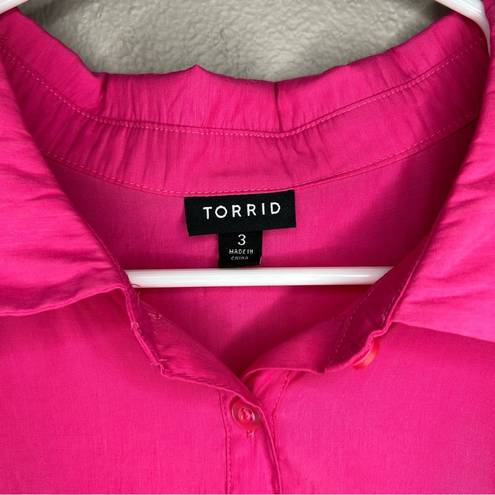 Torrid  hot pink babydoll poplin button front shirt women’s plus size 3X