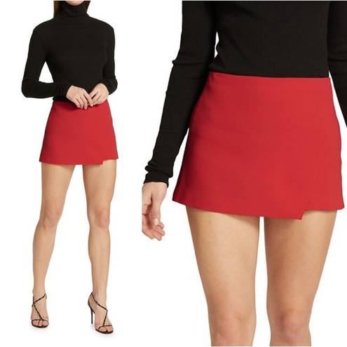 Alice + Olivia  Skirt Size 12 NWT Lilia Mini Red Bright Poppy Designer Luxury