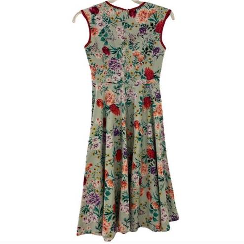 Grace Karin  Mint Green Floral Vintage Style Retro Pinup MIDI Dress