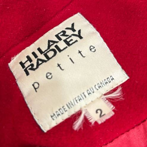 Hilary Radley Vintage Wool Cashmere Made in Italy Blend Red PeaCoat Coat size 2 Petite HEMMED