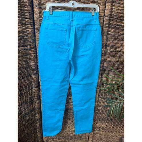 Newport News  Jeanology Turquoise Denim Jeans Straight Leg Mom Jeans 10-BNWOT