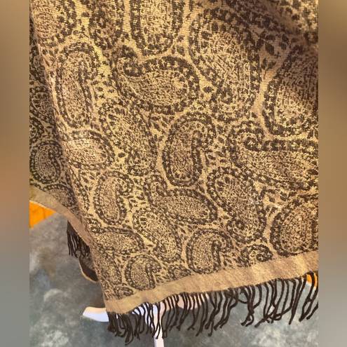 V. Fraas   Shrug /Shawl Fringe Detail- OS brown paisley print Shrug cardigan ponco