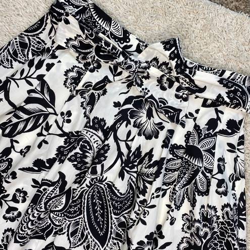 Talbots NWT Black & White Floral Abstract Chic Midi Skirt