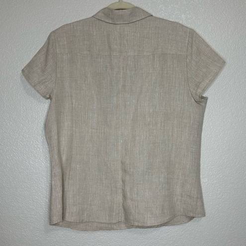 Style & Co  100% Linen Button Down Front Short Sleeves Shirt