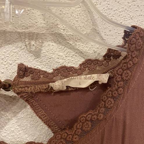 Altar'd State Altar’d State Brown Open Back Lace Overlay Shift Dress Size Large EUC